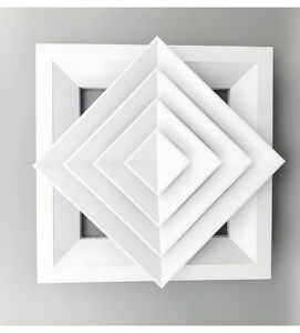 Aluminum 4-Way <strong>Air</strong> <strong>Diffuser</strong> With Damper Square Design For <strong>Ceiling</strong> Ventilation Openings In HVAC Systems For Basements Warehouses - Product Image 1