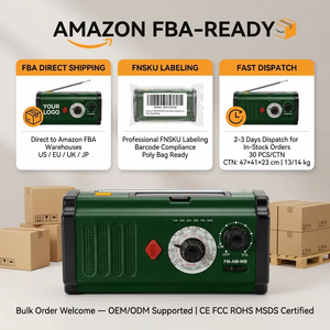 <span class=keywords><strong>Radio</strong></span> météo d'urgence intégrée avec double câble AM FM WB, manivelle solaire, batterie externe 2000mAh 18650, lampe torche LED 1W, SOS, IPX3 - Product Image 6