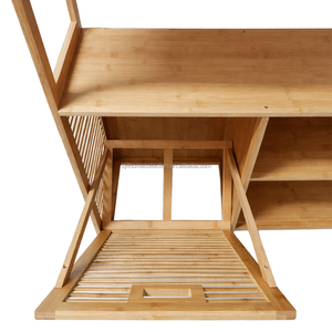 Panier à linge moderne en bambou avec étagères, armoire de rangement, paniers amovibles, facile à assembler - Product Image 5