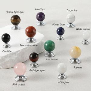 Hot Sale Round Brass <strong>Door</strong> <strong>Knobs</strong> for Cabinets Natural Crystal Handle Drawer Pulls - Product Image 4