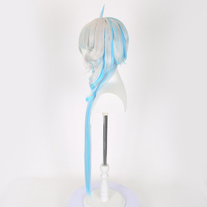 วิกผมยาว80ซม. สีขาวหยิกสีฟ้าผสม genshin impact Anime focalors วิกคอสเพลย์สังเคราะห์อุปกรณ์ประกอบฉากวิก - Product Image 3