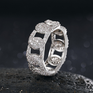 Iced Out <span class=keywords><strong>Real</strong></span> Banhado A Ouro Cobre Micro Pave Cubic Zirconia Cz Pedra Diamante Link Cadeia Cubana Anéis Para Homens - Product Image 2