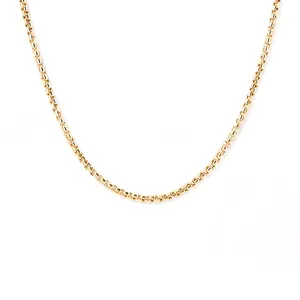 Gemnel highest quality 925 silver 18k gold classic 2mm round box chain necklace