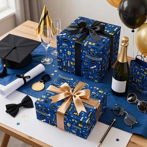 Graduation Gift Wrapping <b>Paper</b> <b>Blue</b> Art Wrapping <b>Paper</b> Champagne eyeglass pattern digital wrapping <b>paper</b> - Product Image 2
