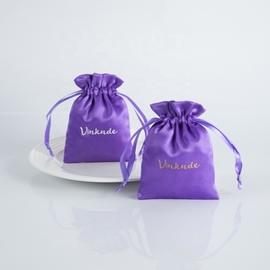 Purple Anti-Dust <b>Drawstring</b> Pouch Satin Hair <b>Bag</b> Storage for Wigs Extensions <b>Makeup</b> Jewelry Weddings Parties - Product Image 3