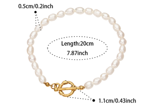 <b>Gold</b> Plated Imitation Pearl <b>Beaded</b> <b>Bracelet</b> Women's Classic Lock Clasp Jewelry Gift - Product Image 3