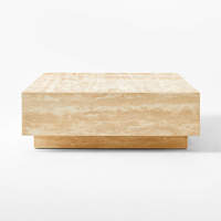 Table basse rectangulaire minimaliste en travertin beige, table centrale en travertin, taille personnalisée, style Wabi Sabi, table basse en travertin