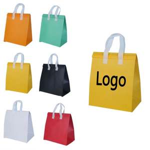 Sac isotherme pour la restauration rapide avec logo personnalisé, jetable et réutilisable, sac à déjeuner isolé, bande adhésive, sac à emporter non tissé - Product Image 1