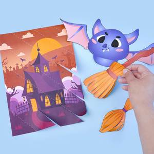 Kit de Arte y Manualidades para Niños, Educación Temprana, Halloween, Manualidades Creativas, Libro de Recortes de Papel con Dibujos Animados - Product Image 4