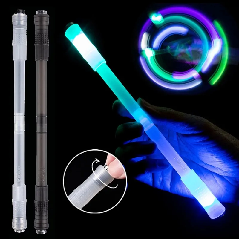 Cool Rotating Led Flash Pen Com Luz Estudantes Moda Jogo Spinning Pen Mod Com Bateria Kids Gift Brilhante No Escuro Spinner
