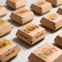 Caja de Embalaje para Comida Rápida y Económica, Caja para Llevar Hamburguesas, Contenedor de Alimentos Ecológico, Caja para Llevar Hamburguesas