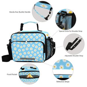 Cute Daisy Lunch Bag <b>for</b> Women & Girls - 6L Insulated <b>Cooler</b> Tote with Adjustable Shoulder Strap and <b>Backpack</b> Buckle, Leakproof - Product Image 2