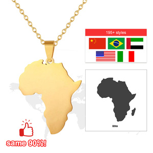 Colgante de Hip Hop para mujer de África, suministros para hacer joyas DIY, collar de <span class=keywords><strong>mapa</strong></span> de país, collar de <span class=keywords><strong>mapa</strong></span> africano en blanco de acero inoxidable - Product Image 1