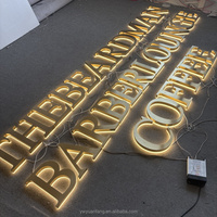 Enseigne pour extérieur intérieur en métal doré et acrylique avec logo rétro-éclairé en lettres personnalisées pour le café Nom de l'entreprise