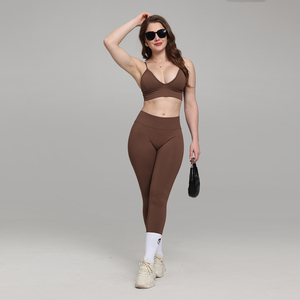 Leggings de yoga premium à taille en V pour femmes, tissu hautement élastique anti-transpiration, contrôle du ventre, pantalon push-up, Peach Buttlock - Product Image 3