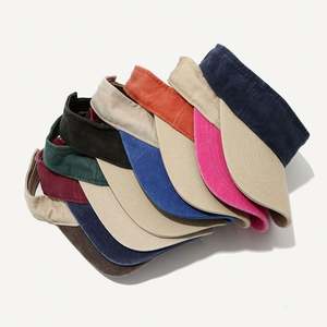 Casquettes de sport d'été vintage en coton délavé, visière bicolore sans calotte, chapeau de soleil - Product Image 3