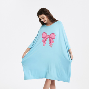 Set di Abbigliamento Estivo di Lusso per Donna <span class=keywords><strong>in</strong></span> Vendita all'Ingrosso, Camicie da <span class=keywords><strong>Notte</strong></span> Termiche <span class=keywords><strong>in</strong></span> Maglia di Bambù - Product Image 4