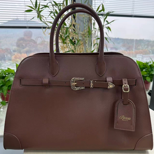 Maßgefertigte Hochwertige Damen-Tragetasche aus Echtem Wildleder mit Zwei Griffen, Großer Kapazität für Notizbücher und Büro - Product Image 1