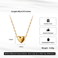 Kalung Hati Minimalis Halus Bahan Stainless Steel Lapis Emas Poles Berkilau Liontin Cinta Rantai Kotak Buatan Tangan Perhiasan Tahan Air