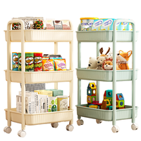 Chariot de rangement mural multifonctionnel Xingyou moderne à 4 niveaux, non pliable, en plastique, pour cuisine