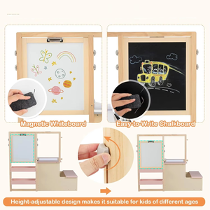 <span class=keywords><strong>Pizarra</strong></span> de Doble Cara Pine Easel para Niños, Centro de Arte, Rollo de Papel para Dibujar, Manualidades, Escritura, Juego de Actividades para Niños Pequeños - Product Image 6