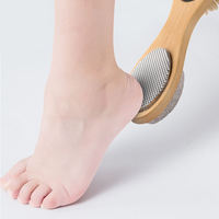 Brosse de nettoyage multifonction en bambou, double face, pierre ponce et poils de porc, pour le nettoyage des mains, des pieds et des ongles