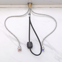 Robinet de cuisine flexible en acier inoxydable 304 nickel brossé avec jet cascade et pulvérisation laminar, mitigeur eau chaude et froide