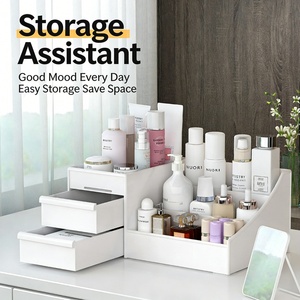 Elegante <span class=keywords><strong>Organizzatore</strong></span> <span class=keywords><strong>da</strong></span> Scrivania per <span class=keywords><strong>Trucchi</strong></span> con Cassetti, Scatola Portaoggetti Multicomparto per Bagno, Toeletta e Prodotti Skincare - Product Image 3