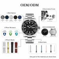 Montre de luxe OEM, faible MOQ, logo personnalisé, verre de montre personnalisé, design du cadran, personnalisation manuelle, emballage cadeau pour montre