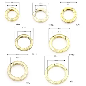 Manufacturer Quality Metal Flat Clasp Custom Engraved Logo Metal Spring O Ring For Handbag