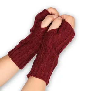 Vrouwen Winter Warm Knit Vingerloze Handschoenen Mode Hand Haak Thumbhole Arm Warmers Wanten