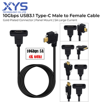Câble d'extension USB Type C mâle vers femelle à montage sur panneau, câble de données à verrouillage par vis 10 Gbit/s pour équipement industriel