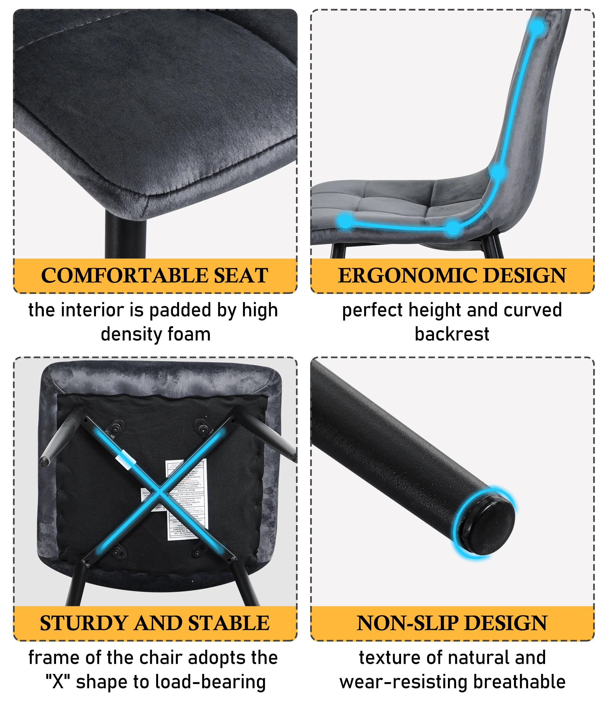 Modern Metal Dining Chairs H885mm