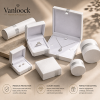 Ensemble d'emballage de bijoux en cuir blanc de luxe, boîte à bagues personnalisée, boîte à colliers, boîte à boucles d'oreilles, étui cadeau rond avec accent argenté OEM ODM