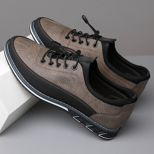 Chaussures décontractées pour hommes en cuir véritable, lacets élastiques, semelle souple, baskets respirantes, confortables pour la marche, toutes saisons - Product Image 6
