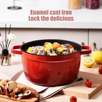 Casserole en fonte de 9,5 pouces avec couvercle en émail antiadhésif, pot à soupe, batterie de cuisine, four hollandais pour cuisinière à gaz, cuisinière à induction