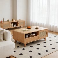 Lemari TV Minimalis Modern MDF Ruang Tamu Kamar Tidur Gaya Farmhouse Penyimpanan Apartemen Kecil Warna Kayu Walnut Kemasan Mail Y