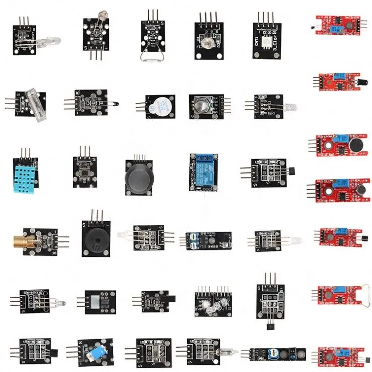 ชุดเซ็นเซอร์ 37 in 1 ชุดการเรียนรู้รายการโมดูลอิเล็กทรอนิกส์ที่เข้ากันได้กับ Arduino