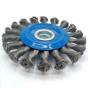 S SATC-cepillo de acero inoxidable duradero, rueda de alambre prensado para pulido y limpieza, color azul