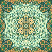 Tuiles de Mahjong Américaines Vert Pin avec Tapis de Mahjong Imprimé Marocain Vert Orange 700x700mm – Ensemble de Jeu