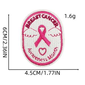 Graziose attività di pubblica utilità Slogan donna seno salute <span class=keywords><strong>nastro</strong></span> rosa logo ferro su toppe ricamate - Product Image 3