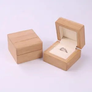 Caixa de joias de madeira de bambu personalizada para anel, colar, pulseira, relógio de madeira de luxo, embalagem