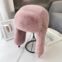 Sombrero de cubo de piel de conejo Rex de imitación esponjoso para mujer, gorro de fiesta cálido de invierno de felpa multicolor para informal y deportivo listo para viajar