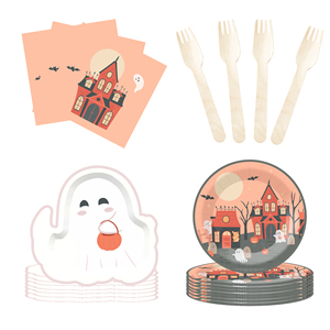 DAMAI New Ghost One-Time Use Theme Paper Plates, Cups and Napkins for Halloween Party Supply - Product Image 3