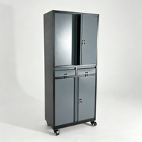 Armoire de rangement mobile en acier avec serrure à clé, design écologique et durable, portes et tiroirs verrouillables sur roulettes