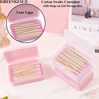 Boîte de rangement pour ongles en PP transparente rose rectangulaire avec couvercle à clipser, mini boîte mignonne pour cotons-tiges