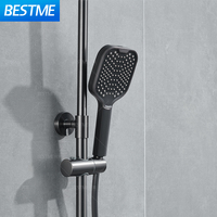 Nouvelle conception tendance pour la maison : Ensemble de douche noir avec robinet chaud/froid et pommeau de douche pour salle de bain