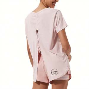 เสื้อยืดคอกลมแขนสั้นสำหรับผู้หญิงเสื้อคอตตอนสีพื้นสำหรับผู้หญิงเสื้อคอกลมออกแบบได้เองสำหรับฤดูร้อน - Product Image 5