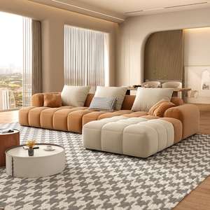 अपार्टमेंट और होटल के लिए इशी कपड़े सोफा सेट करें आधुनिक डिजाइन क्रीम रंग सोफे बिस्तर का उपयोग टिकाऊ स्पंज भरने के साथ - Product Image 4