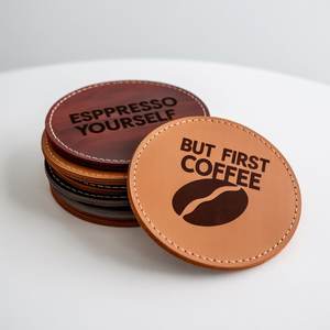 Круглые кожаные подставки с принтом в британском стиле - Product Image 2